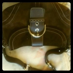 Womens Coach Brown Suede 'Soho' purse
